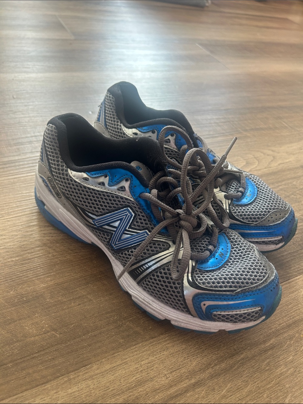 New Balance Kids Gray and Blue Athletic Sneakers